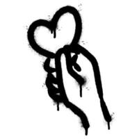 Spray Painted Graffiti Hand with love icon icon Sprayed isolated with a white background. vector