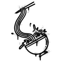 Spray Painted Graffiti Noodles symbol Sprayed isolated with a white background. graffiti Noodles icon with over spray in black over white. vector