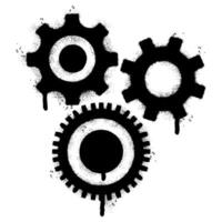 Spray Painted Graffiti Gear icon Sprayed isolated with a white background. vector