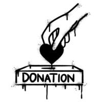 Spray Painted Graffiti donation symbol Sprayed isolated with a white background. graffiti donation icon with over spray in black over white. vector