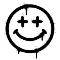 Spray Painted Graffiti smiling face emoticon isolated on white background. vector