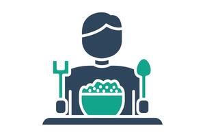 Eat icon. solid icon style. rice bowl with people. icon related to meal. meal elements illustration vector
