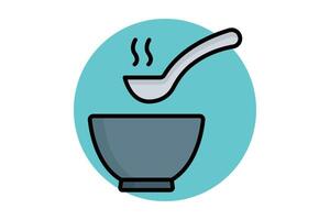 Soup icon. colored outline icon style. bowl with spoon. icon related to meal. meal elements illustration vector