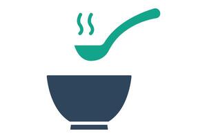 Soup icon. solid icon style. bowl with spoon. icon related to meal. meal elements illustration vector