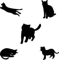 Illustration silhouette cat pose isolated in a white background vector