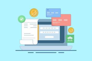 Secure digital transaction concept, online payment, online banking security, secure mobile payment with payment card. Digital banking experience, flat illustration. vector