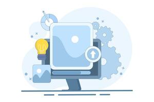 Web Design Concept, ui ux and programmer with computer, software development, Design and programming, applications, Coding, Web development. vector