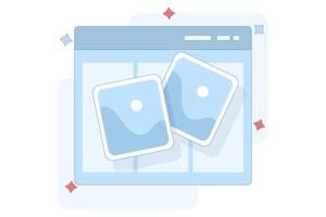 Concept Photo album online and digital gallery. Watch on website or internet electronic photographic image files on pc or laptop. computer network. flat cartoon illustration. vector