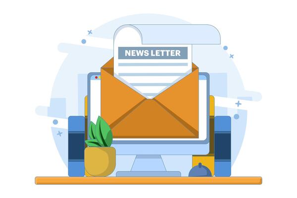 Email Campaign Concept. Newsletter. Email marketing, Online business strategy, Advertising, Email newsletter, sending messages. Online Marketing and Business Related Design. Flat Illustration.