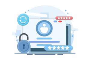 concept of changing password. system code and key. updating or changing the security system and account protection. illustration of changing password on device. flat style design illustration. vector