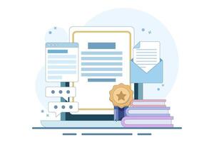 Online certification courses, Online training programs, Awards, Digital skills development, Online certificates, prizes and awards, Education and training courses. illustration on background. vector