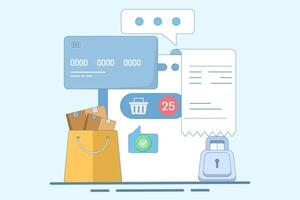 online ordering concept. making online purchases, and ordering goods via mobile applications. Mobile Payment, online shopping, e-commerce concept. Modern illustration in flat style. vector