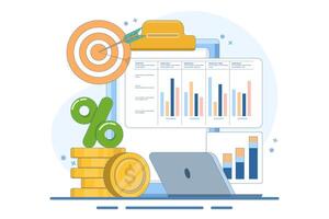 Financial concepts, improving company results, sales strategies, teamwork, company budgets, revenue growth, investment business. vector