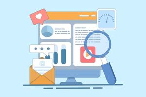 Email Analytics Concept, Email campaign analysis, Newsletter marketing. Software for email marketing campaigns. illustration in the background. vector