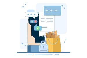 online ordering concept. making online purchases, and ordering goods through mobile applications. Mobile payments, online shopping, e-commerce concepts. Flat illustration. vector