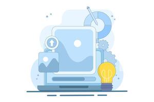 Web Design Concept, ui ux and programmer with computer, software development, Design and programming, App design, Coding, Web development. flat illustration on background. vector