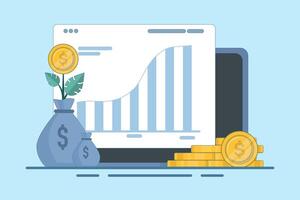 Digital financial growth concept, Online financial system analysis with laptop, data analysis and monitoring on web report dashboard and business financial investment. vector