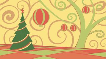 Christmas Tree Abstract fantasy festive style background in 3d illustration. vector