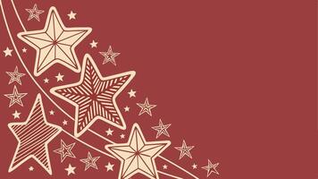 Red christmas background with border made of cut paper star. vector