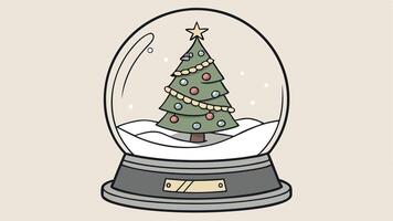 Magical snow globe with Christmas decorations created with technology vector