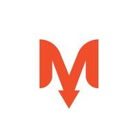 Logo letter M arrow down unique design with blank background vector