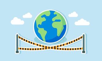 A globe isolated and restricted by danger warning lines, illustration of a business field in isolation vector