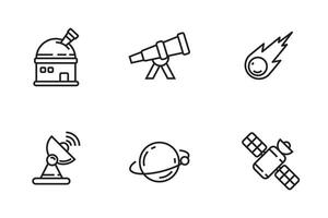 Set of planetarium icons with line style on a white background vector