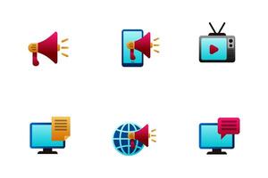 Set of advertising icons with colorful design on white background vector