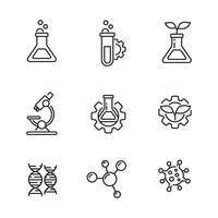 Set of biotechnology icons in line style on a white background vector