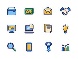 Set of business icons with colorful design on a white background. Linear color business icons vector
