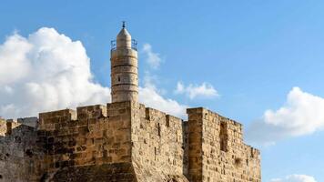 Timelapse of clouds over the Tower of David in Jerusalem video