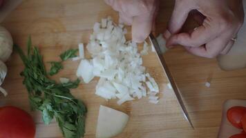 Carefully Chopping Fresh Vegetables is an Essential Skill for Cooking Delicious Meals video