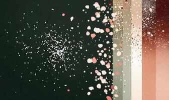 Soft beige, dusty rose, light gold, and deep burgundy eyeshadows scattered on dark green background with silver confetti photo