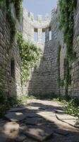 Towers with central courtyard spaces within stone walls , wallpaper photo