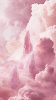 Gas clouds drifting between crystal spires , photorealistic photo