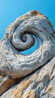 Rock formations twisting into spiral shapes , photorealistic wallpaper photo