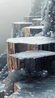 Rock platforms extending over crystal fields , photorealistic photo