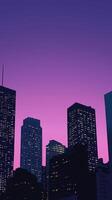 Building tops creating a jagged line against the evening sky, wallpaper photo