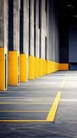 Loading docks extending from warehouse sides, photorealistic wallpaper photo