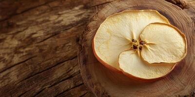 Single dried apple slice resting on another, gastronomy photography photo