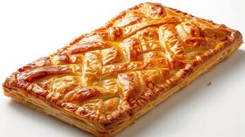 Rectangular pastry with a light, flaky crust and a filling of fruit preserves, food photography photo