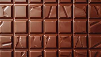 Milk chocolate bar partially unwrapped, revealing the majority of its uniform, segmented surface, food photography photo