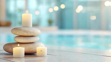 Serene Spa Sanctuary with Hot Stone Massage and Aromatherapy Candles for Wellness and Relaxation photo
