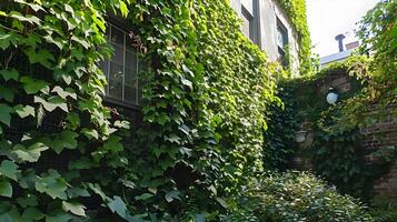 Lush Ivy Blending Nature with Urban Architecture Walls photo