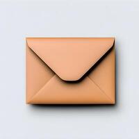 Minimalist Design of a Brown Envelope on a Soft Gray Background Perfect for Mail, Invitations, Letters, or Stationery in a Clean and Modern Style photo