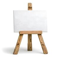 Blank Canvas on Wooden Easel with Natural Texture for Artistic Creations and Creative Expression in a Minimalist Setting photo