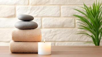 Serene Spa Sanctuary with Hot Stone Massage and Aromatherapy Candles for Tranquil Relaxation and Wellness photo