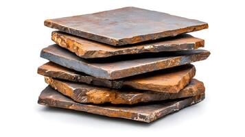 Stacked Natural Slate Stones in Warm Earthy Tones Displaying Unique Textures and Colors for Home Decor or Landscaping Applications photo