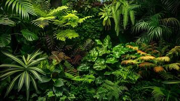 Harmonious Verdant Garden Scene with Varied Foliage and Lush Greenery photo
