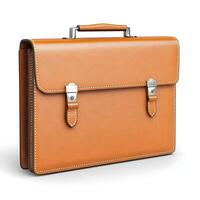 Stylish and Elegant Brown Leather Briefcase Featuring Classic Design with a Sturdy Handle for Professionals on the Go, Perfect for Business Meetings and Daily Commute photo